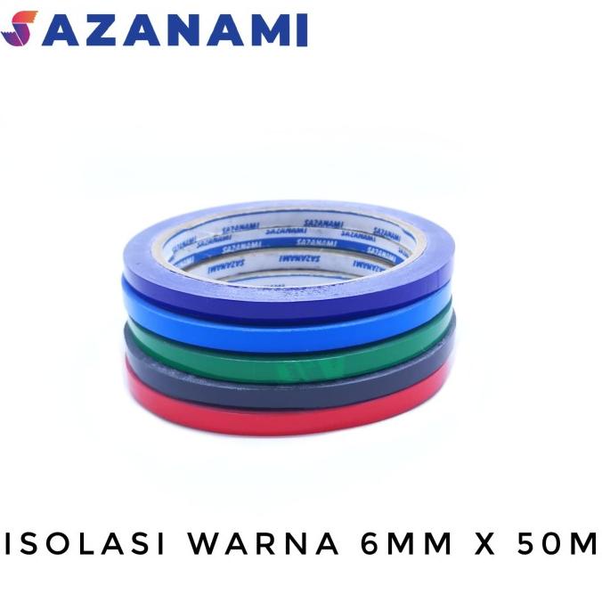 

1 PACK 25 ROLL ISOLASI WARNA 6MM X 50M SAZANAMI SELOTIP LAKBAN WARNA