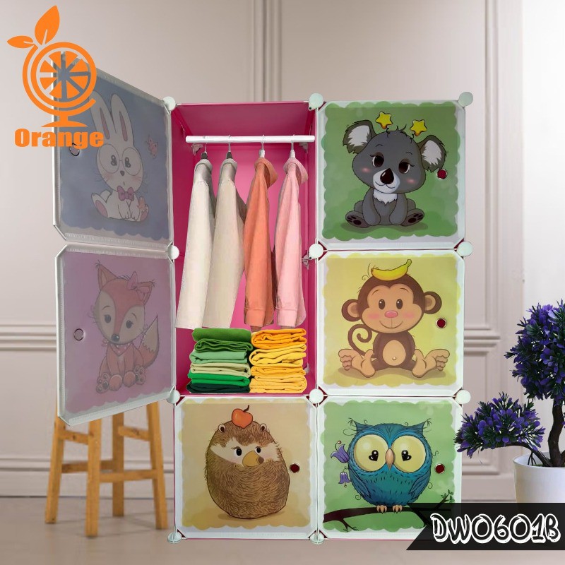Berkualitas Lemari Plastik 6 Pintu Lemari Portable Rak Pakaian Lemari Baju Dewasa Lemari Pakaian