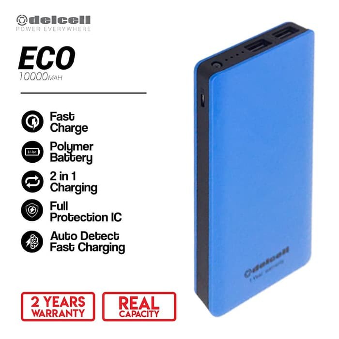 Powerbank Delcell Eco 10000Mah | Delcell Eco 10000 Mah Warna Original - Maroon