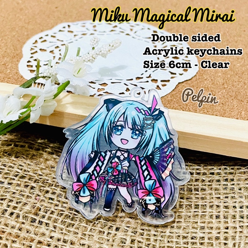 gantungan kunci vocaloid 6cm miku magical mirai anime hatsune miku bening 6cm double side besar