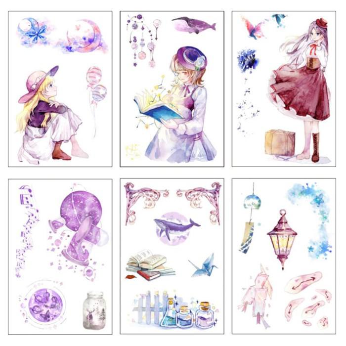 

Anime Washi Transparent Stickers Stiker Deco Bujo Scrapbook Aesthetic - Style A