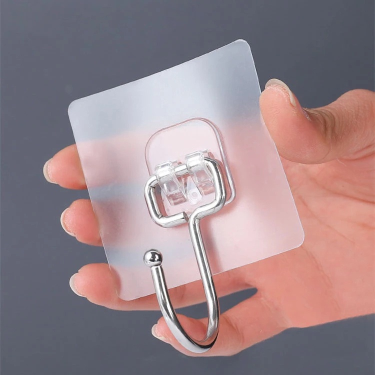 [Grosir] Dapur Stainless Steel Dinding Lebih Besar Kait Mulus Pel Kamar Mandi Tirai Batang Bebas Paku Suction Cup Holder Self Adhesive Storage Hooks/