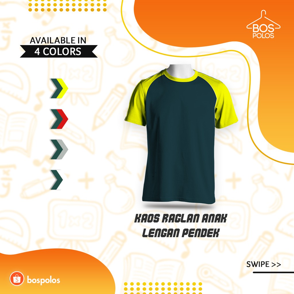 Kaos Polos Raglan Anak Varian Hijau Olive - Size S,M,L,XL