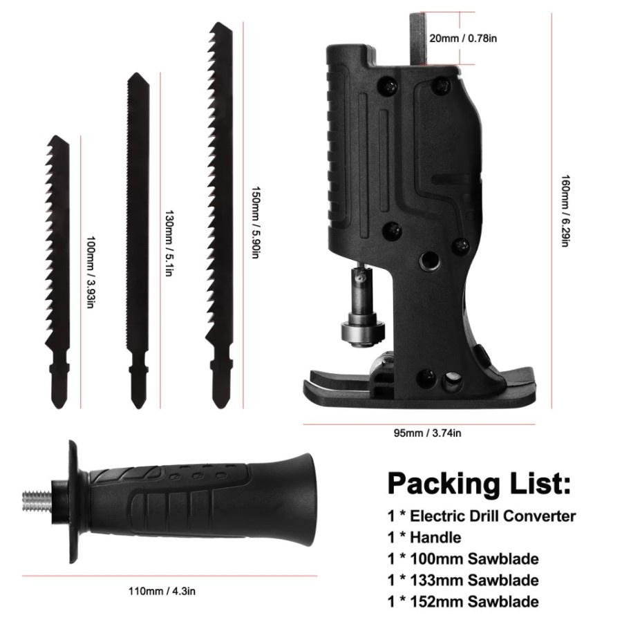 Adaptor Gergaji Bor | Adaptor Gergaji Gerinda | Saw Drill | Gergaji Mesin Adapter Reciprocating Jigsaw / Tambahan Jig Saw Mesin Bor Tangan Gergaji Konektor  Ambahan Jig Saw Mesin Bor Tangan Gergaji Konektor