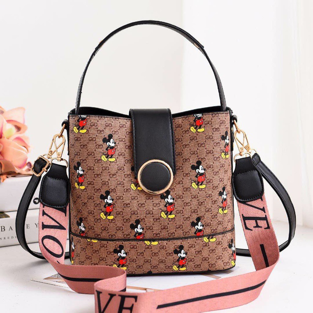 CR 7321 RISCE TAS SELEMPANG MOTIF MICKEY MOUSE IMPORT WANITA CEWEK PEREMPUAN JAKARTA BATAM