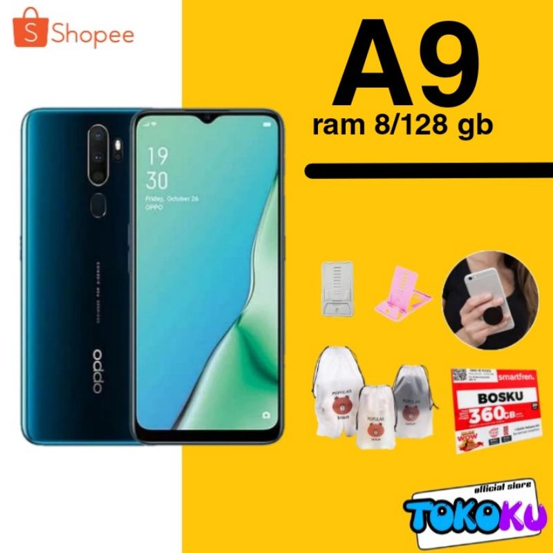 Jual Oppo A9 8/128 Gb - new - Garansi Resmi Indonesia - ungu - hijau