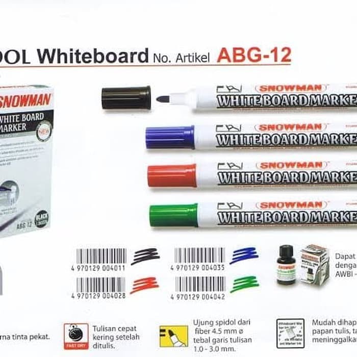 

TERLARIS Spidol SNOWMAN White Board ABG-12 - Hitam