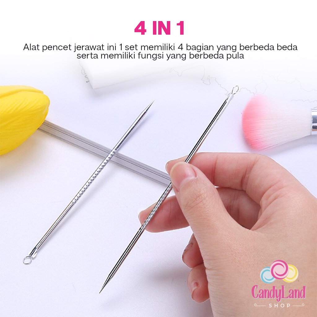 Set Pembersih Komedo 4 In 1 Alat Pembersih Muka Pencet Jerawat Stainless