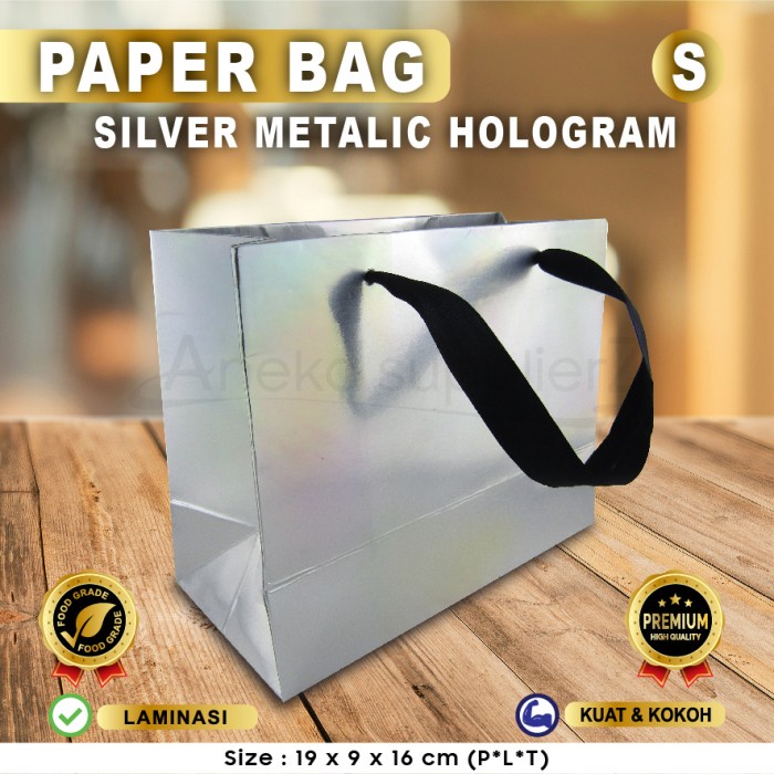 

Paper Bag Silver - Paper Bag Silver - Paper Bag Hologram 19x9x16 (5 pcs)