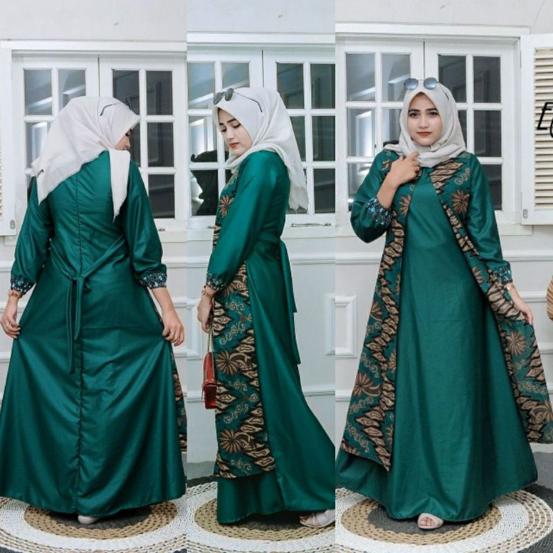 New gamis jumbo terbaru gamis bolero batik kombinasi toyobo seragam gamis batik gamis