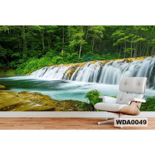wallpaper waterfall 3d, wallpaper 3d custom air terjun, wallpaper dinding custom, wallpaper 3d