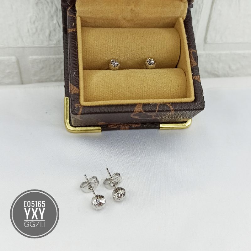 Anting Yaxiya Stud Bola Ukir 6mm E05165