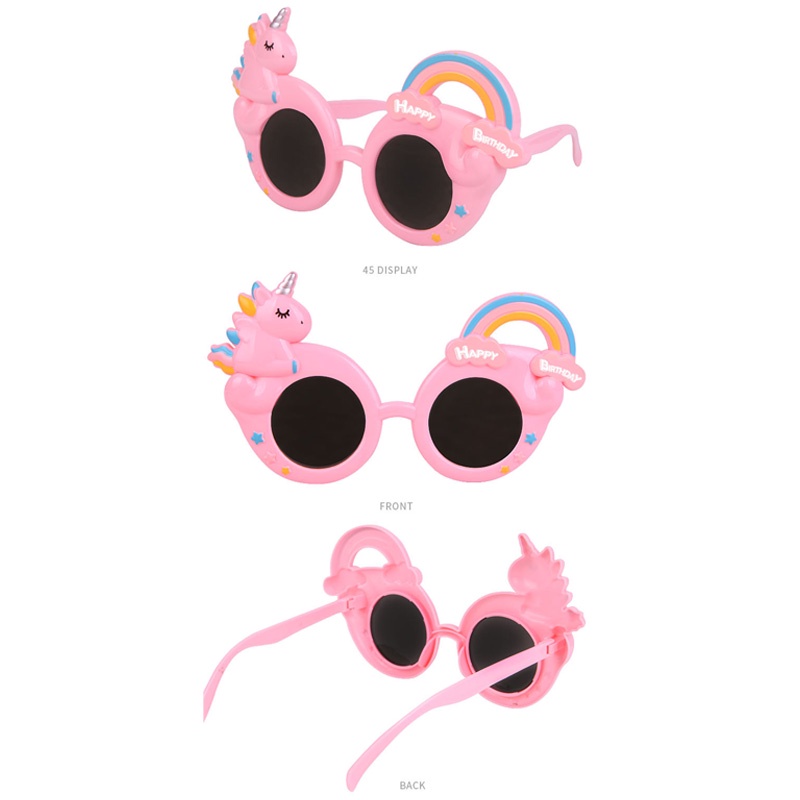kacamata ulang tahun unicorn selamat pesta lucu lucu foto alat peraga dekorasi kue -Won