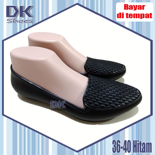 Collin 36-40 Hitam / Sepatu Flat Balet Wanita / Sepatu Kerja Kuliah / Sepatu Jelly Karet