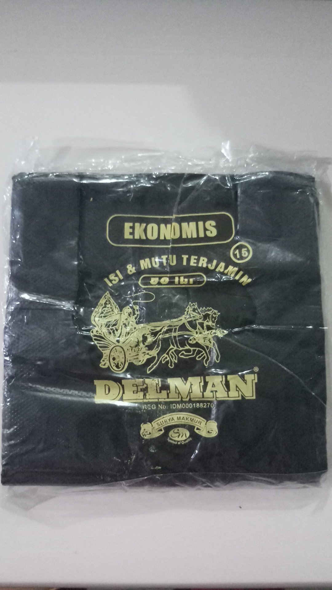 Kantong Plastik Hd Hitam Ukuran 15 Isi 50lembar/kantong Plastik Hd Ekonomis Isi 50lembar / Hd Delman