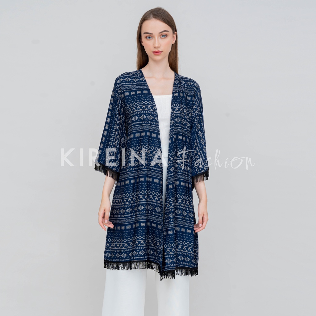 Cardigan Rumbai Wanita Cardigan Panjang Bohemian Outer Etnik Wanita | Kireina Fashion