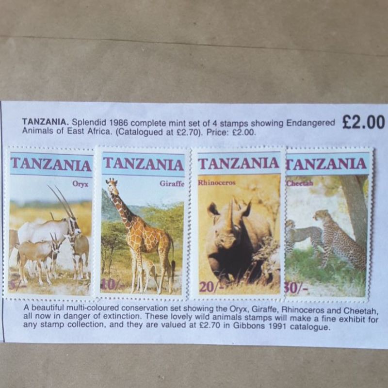 

Perangko baru Tanzania Endangered animals tahun 1986 seri kapal set 4 prangko