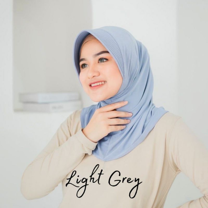 [BISA COD] - HIJAB Ranya SPORT JERSY PREMIUM TERMURAH Jilbab Pet Instan Olahraga Jilbab Volly /Basket BISA GROSIR DAN ECER MURAH-Light Grey