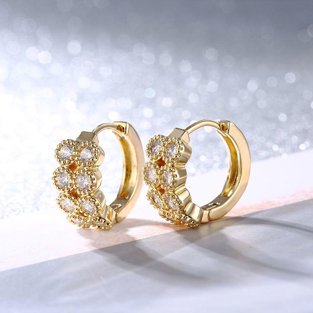 Needway Hoop Earrings Untuk Wanita Fashion Penuh Berpasir Hadiah Pernikahan Perhiasan Halus Eropa Tindik Telinga Perhiasan