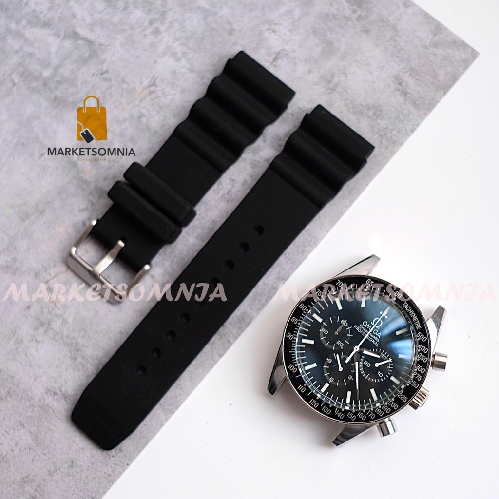 Strap Tali Jam Silicon Omega Seiko 5 Rubber Diver Tali Jam Tangan Cowok Pria 22mm