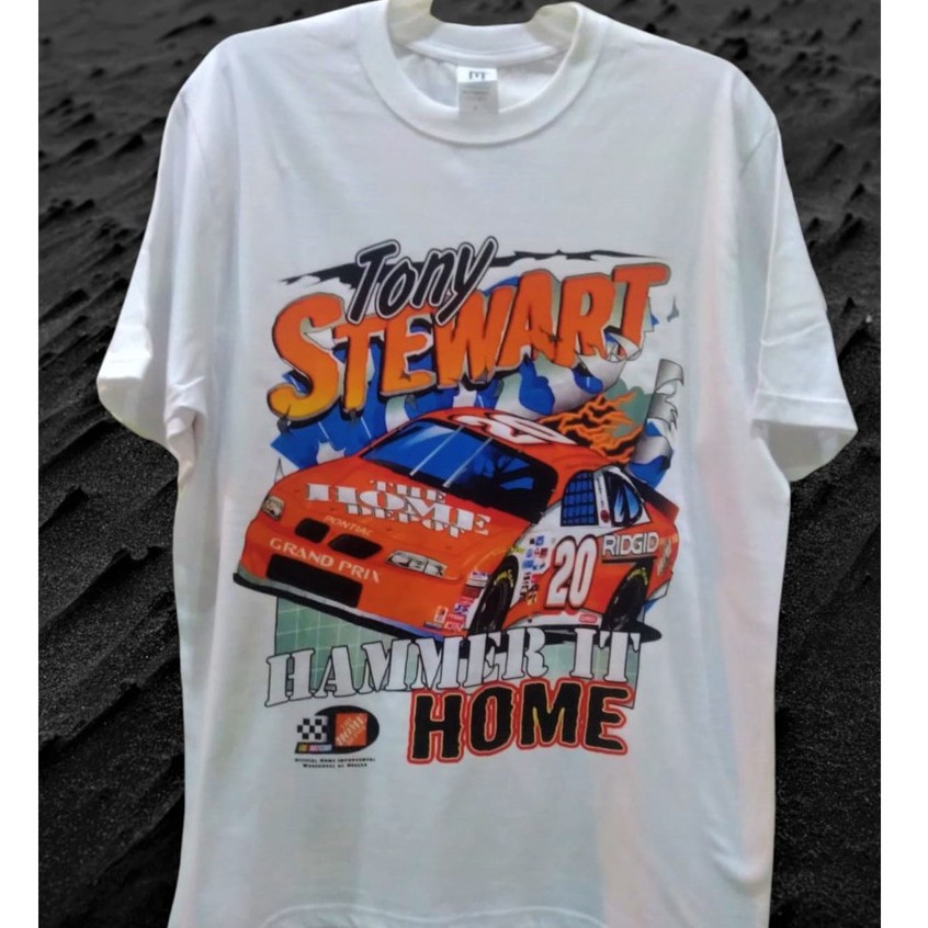 Nascar Tony Stewart Racing Car T-shirt Unisex Sport Tee, Kaos Putih Nascar Tony Stewart Racing Car P