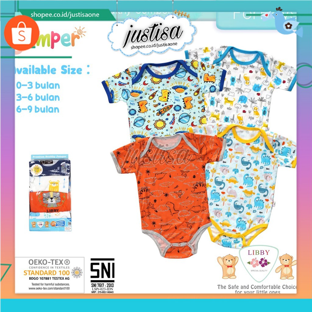 Promo !! Jumper Libby Segitiga Pakaian Bayi Libby 4 in 1 - jumper baby libby isi 4 - jumper baby premium