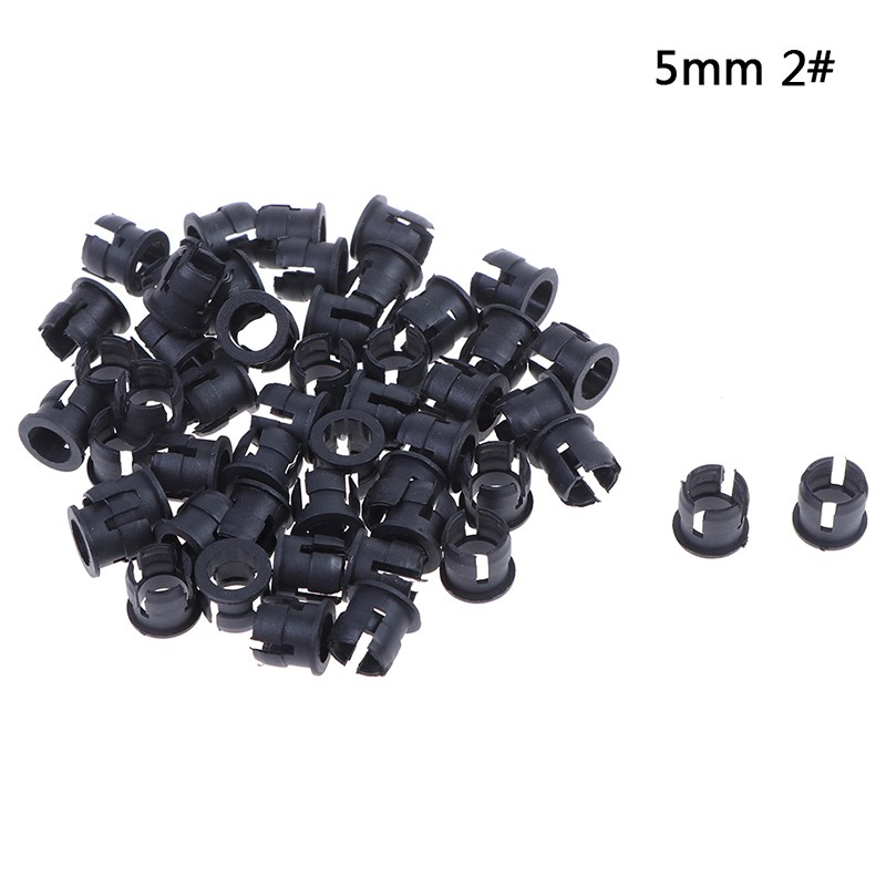 50Pcs Klip Holder Plastik 3mm / 5mm dengan Lampu LED Warna Hitam