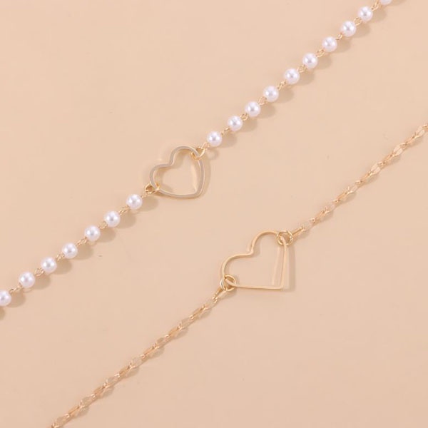 choker hati double layer heart shaped multilayer necklace jka224 (3D2)