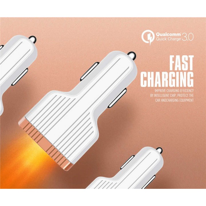 LDNIO C702Q - Fast Charging Car Charger 3 USB 5.1A QC3.0 and Auto-ID