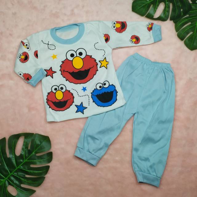 Piyama Anak Size 0-1tahun Gambar Elmo / Pakaian Bayi / Baju Tidur Bayi / Piyama Bayi