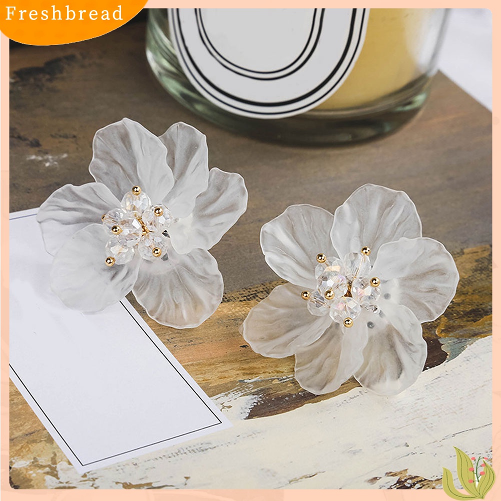 [TERLARIS]Girls Women Korean Style Transparent Flower Earrings Party Shopping Ear Studs