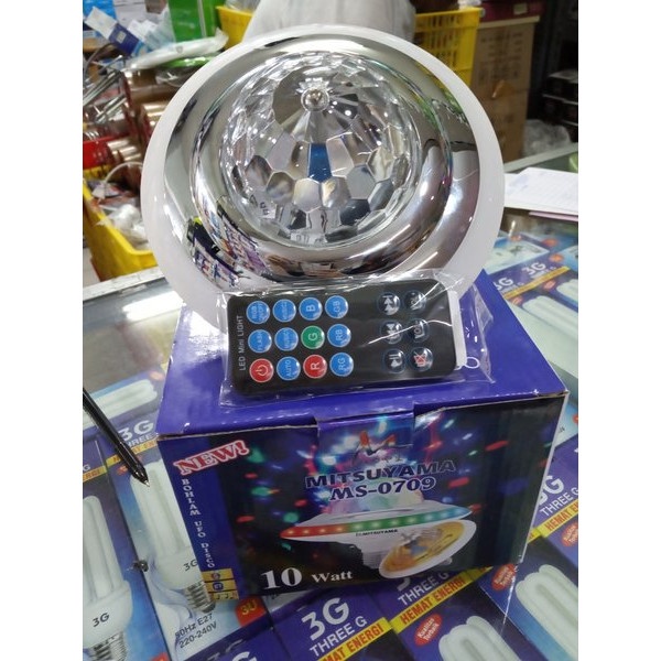 Bohlam Speaker Bluetooth Disko UFO Mitsuyama MS-0709 Lampu Disco 6Watt Led Cahaya Lebih Kuat Terang