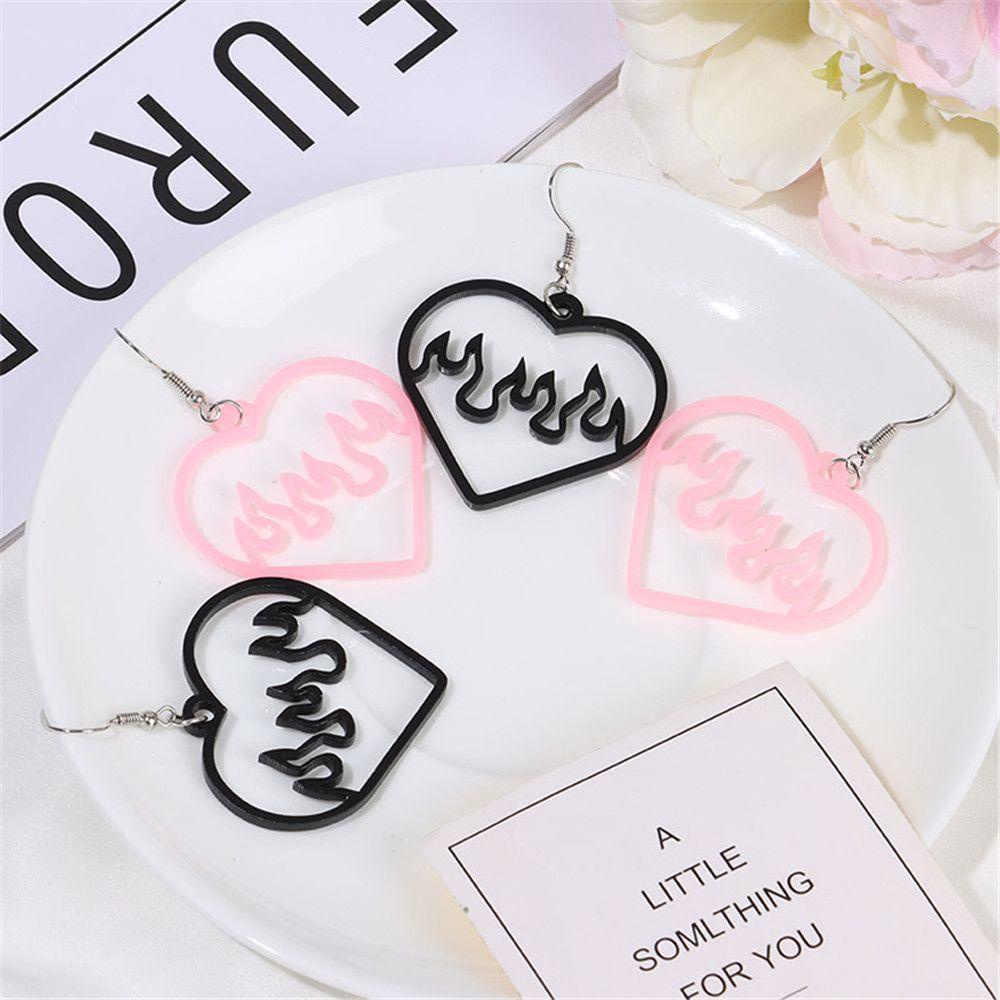 Solighter Acrylic Womens Earrings Perhiasan Liontin Lucu Anting Berongga Keluar