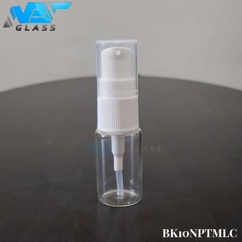 botol pump treatment 10ml kaca bening / botol kaca 10ml bening tutup pump