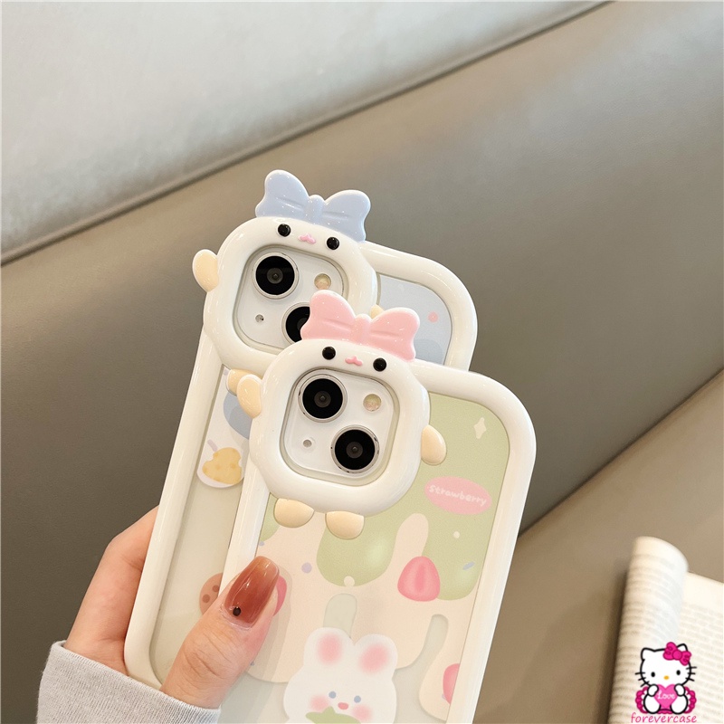 Soft Case TPU Motif Kartun Beruang / Kelinci 3D Untuk IPhone XR 11 13 12 Pro MAX 6 6S 7 8 Plus X XS MAX SE