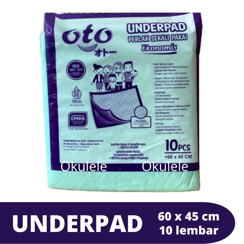 OTO Underpad Perlak Sekali Pakai 60 x 45 cm Cocok untuk Lansia, Bayi, Ibu Melahirkan, Pet