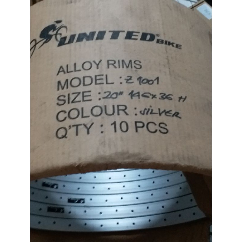 Rims/velg 20inc sepeda minion, lipat, bmx united singel wall hole 36