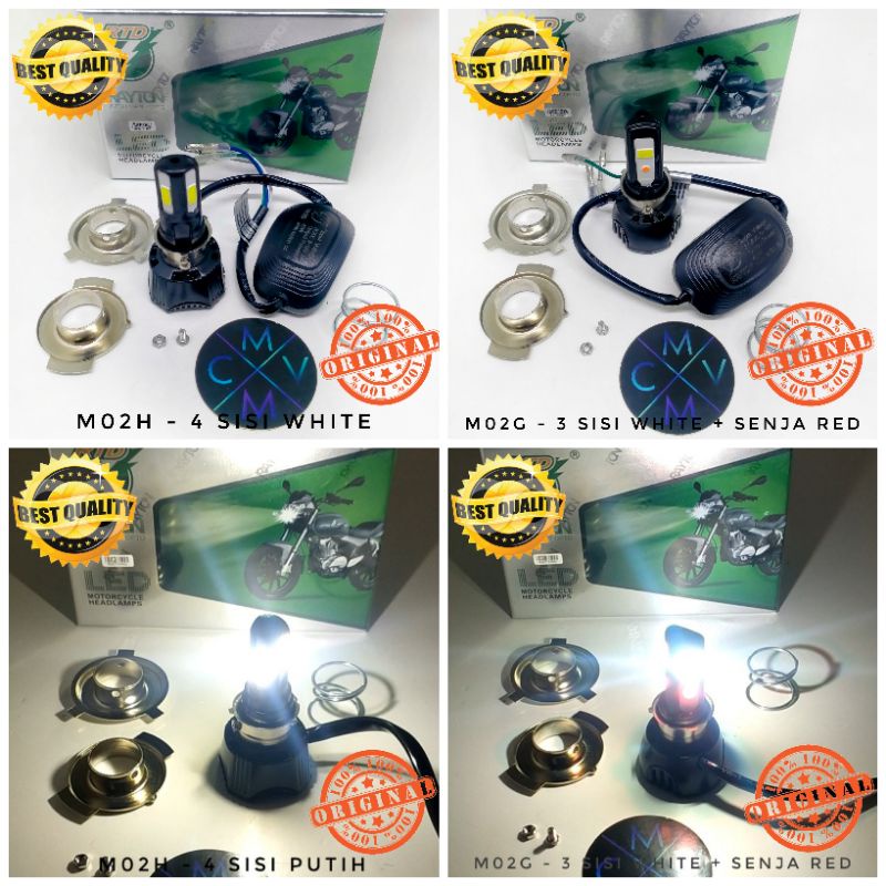 [[SUPER TERANG]] LAMPU LED MOTOR RTD M02G 3 SISI 40watt / M02H 4 SISI 42watt 100% ORIGINAL GARANSI AC DC + KIPAS / BOHLAM DOP LAMPU DEPAN LED RTD ORI ASLI M02G M02H 3 4 TITIK MATA 3 4 SISI H4 H6 40 42 WATT BEAT VARIO MIO CBR SCOOPY VIXION CB150R CRF KLX