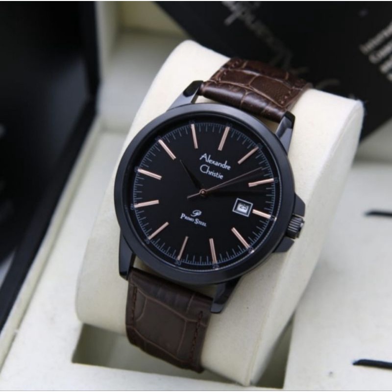 JAM TANGAN PRIA ALEXANDRE CHRISTIE AC 1008 BLACK BROWN GARANSI RESMI