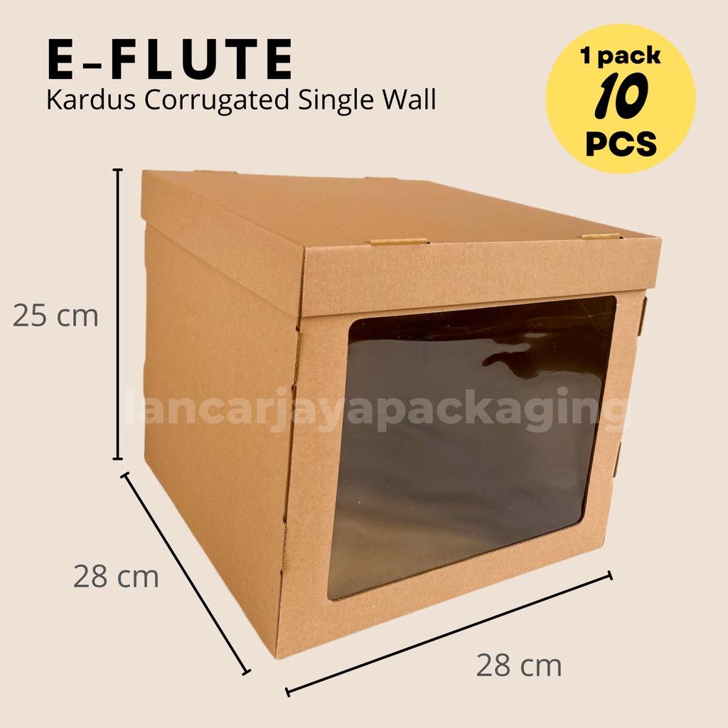 E-FLUTE Box Corrugated Kotak Kue Tart Cake Bucket Hampers Kardus Kemasan 28x28x25 cm