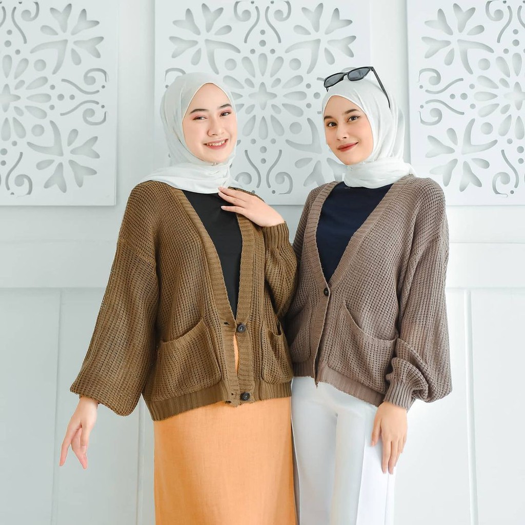 Cardigan Rajut Tebal Berkualitas - Alma Crop Cardi - Cardigan Rajut Oversize Wanita