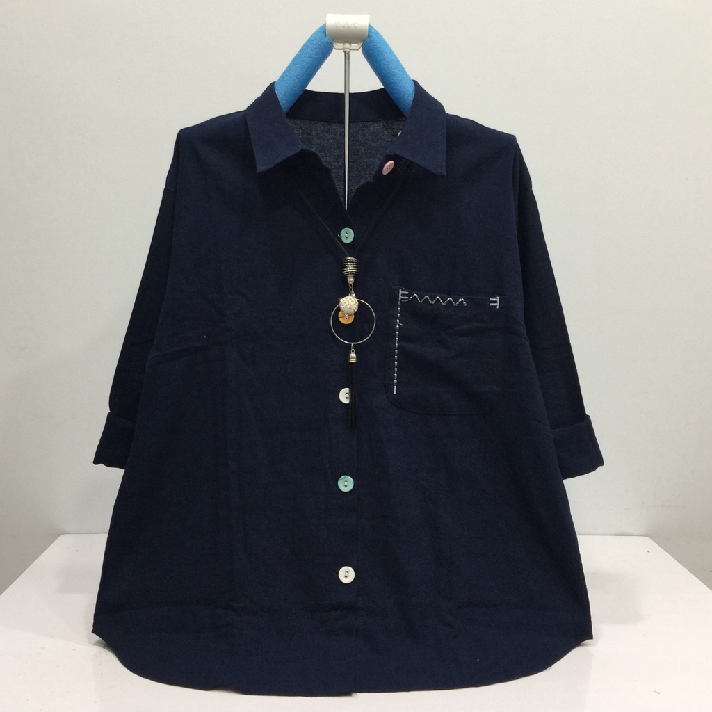 GOLDENBUZZERS B318 ATASAN KEMEJA WANITA KATUN LINEN IMPORT SIZE XL LD 106CM-3