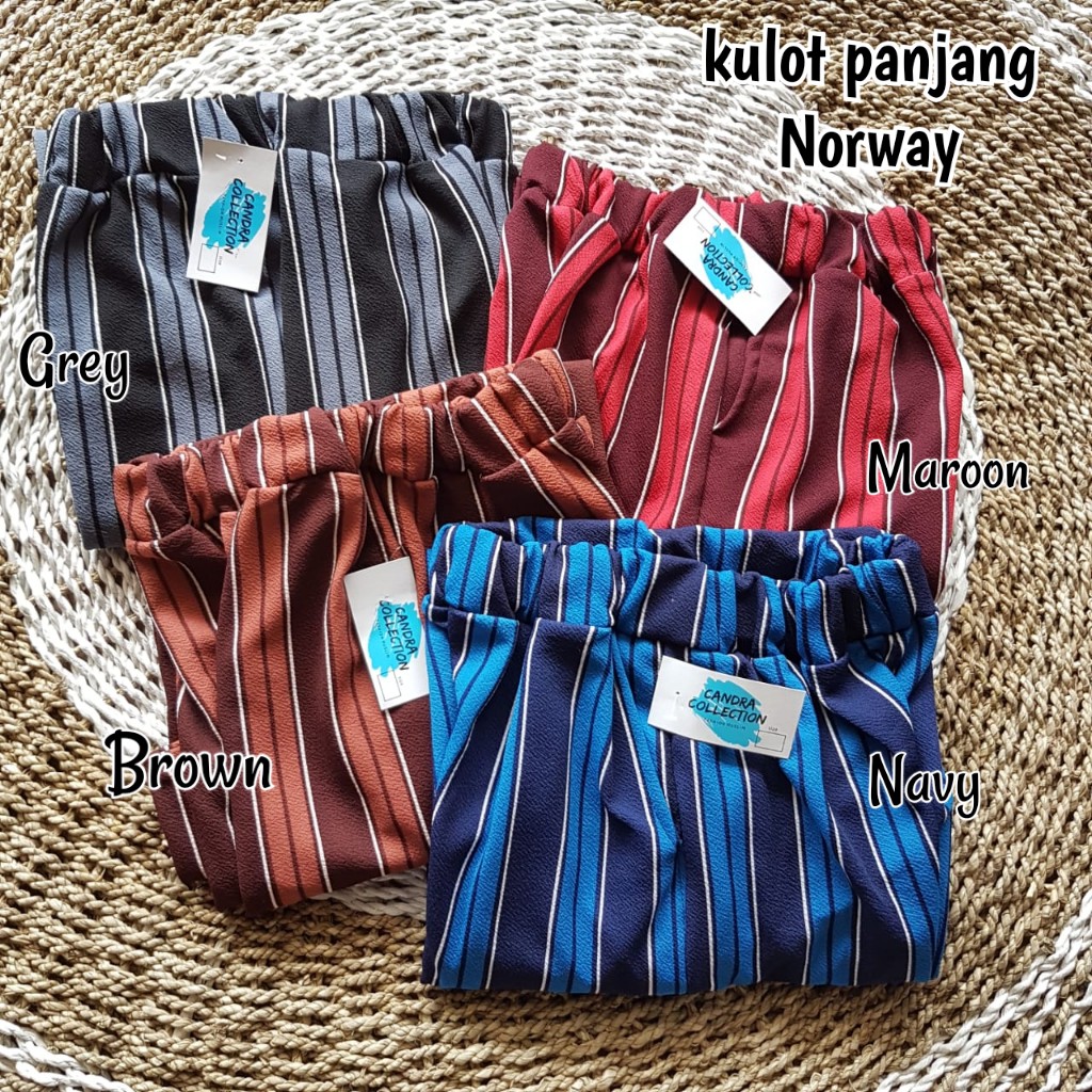 [COD] CELANA KULOT PANJANG WANITA MOTIF RAINBOW NORWAY PELANGI - Kulot Salur Warna Two tone