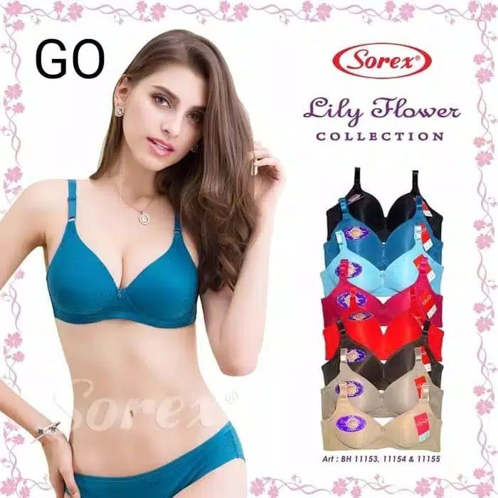 gos  BRA SOREX Bra Busa Tanpa Kawat CUP C BIG CUP 11155 LILY FLOWER