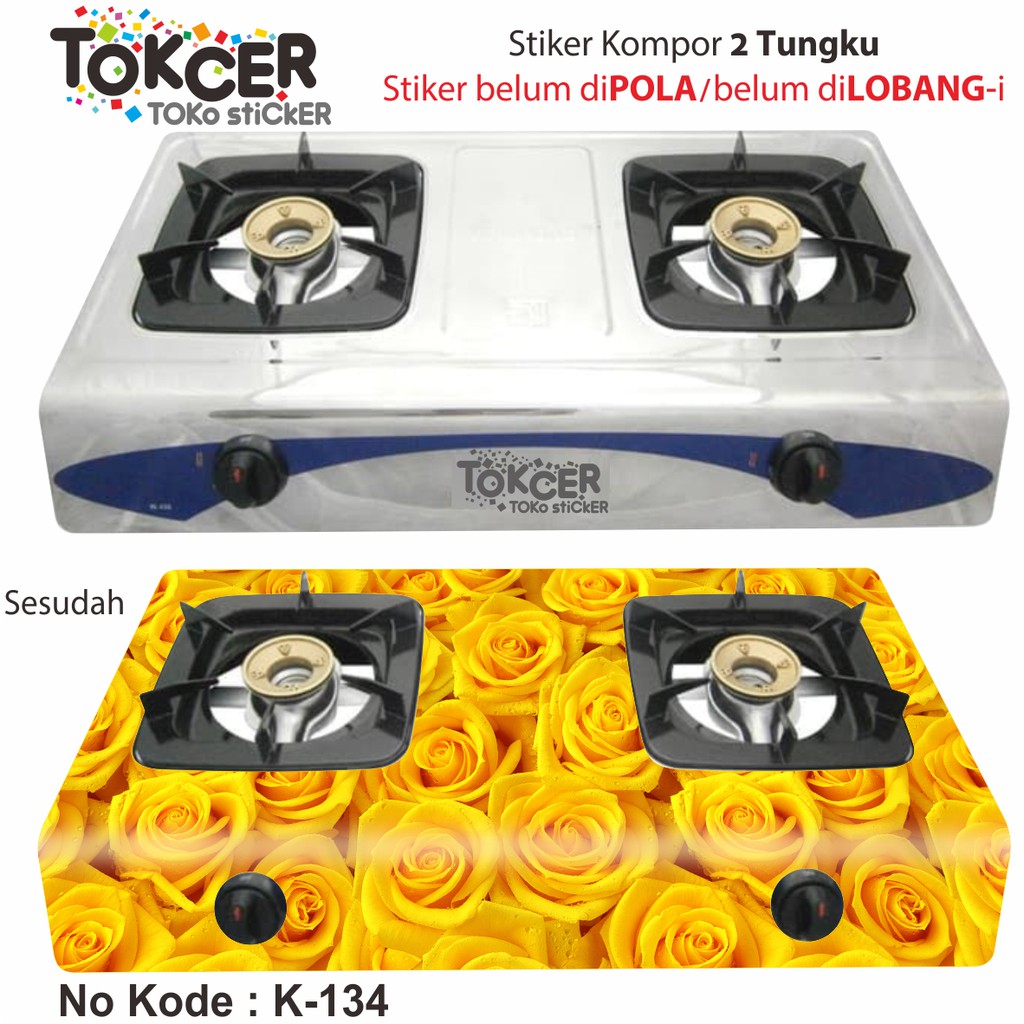 Stiker Kompor 2 Tungku Motif BUNGA