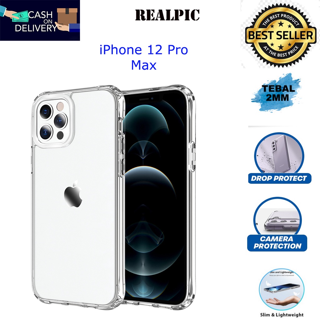Case iPhone 12 PRo Max Casing Clear HD KETEBALAN 2MM BENING TRANSPARAN TPU Premium Softcase
