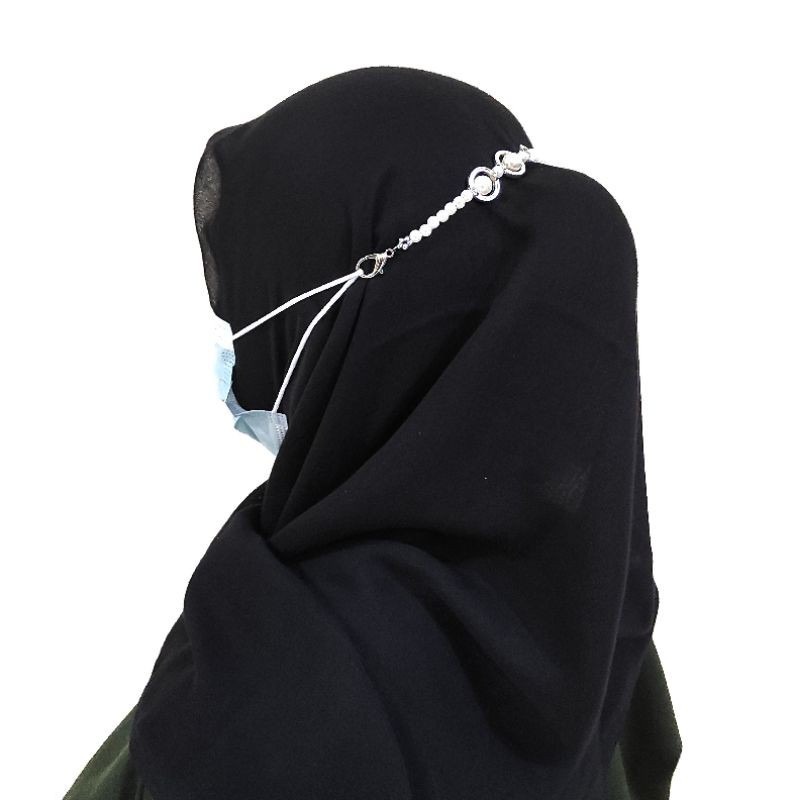 Konektor Masker Hijab Mask Connector Strap Extender Circle Ring Pearl Mutiara Jilbab