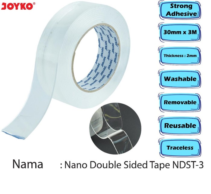 

Joyko Nano Tape Transparant Double Side Double Tape Bening NDST-1 ORI