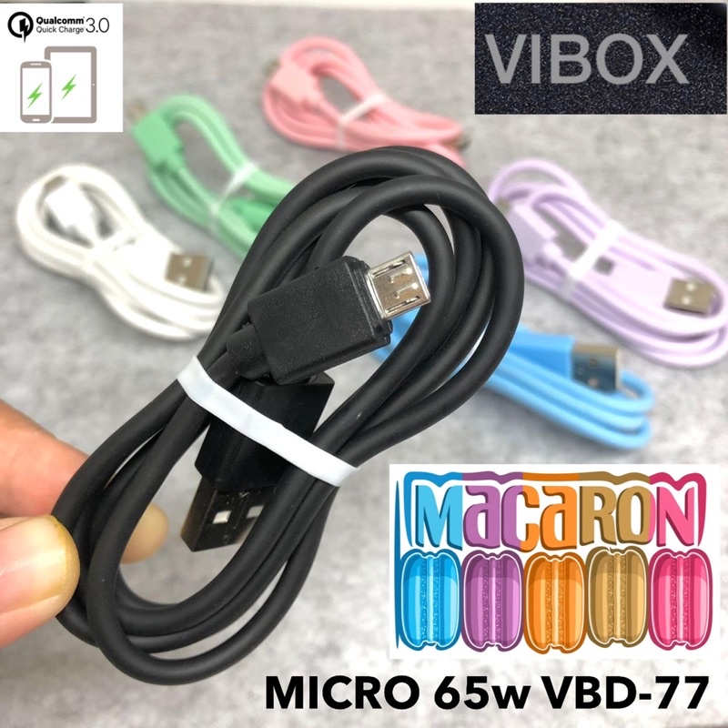 KABEL DATA MACARON VIBOX VBD77 MICRO SUPPORT FAST CHARGING 65w QC.30