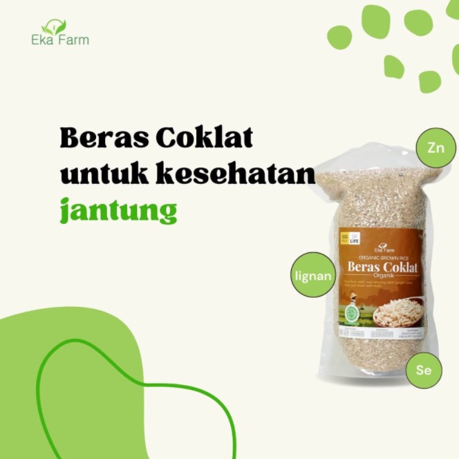 Eka Farm Beras Coklat 1kg - Brown Rice - Beras Organik Rendah Kalori